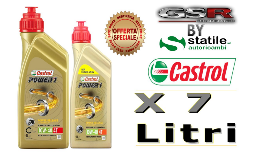 7 Litri Olio-Lubrificante Castrol Moto 4t 10w40 Power1 Lt.1